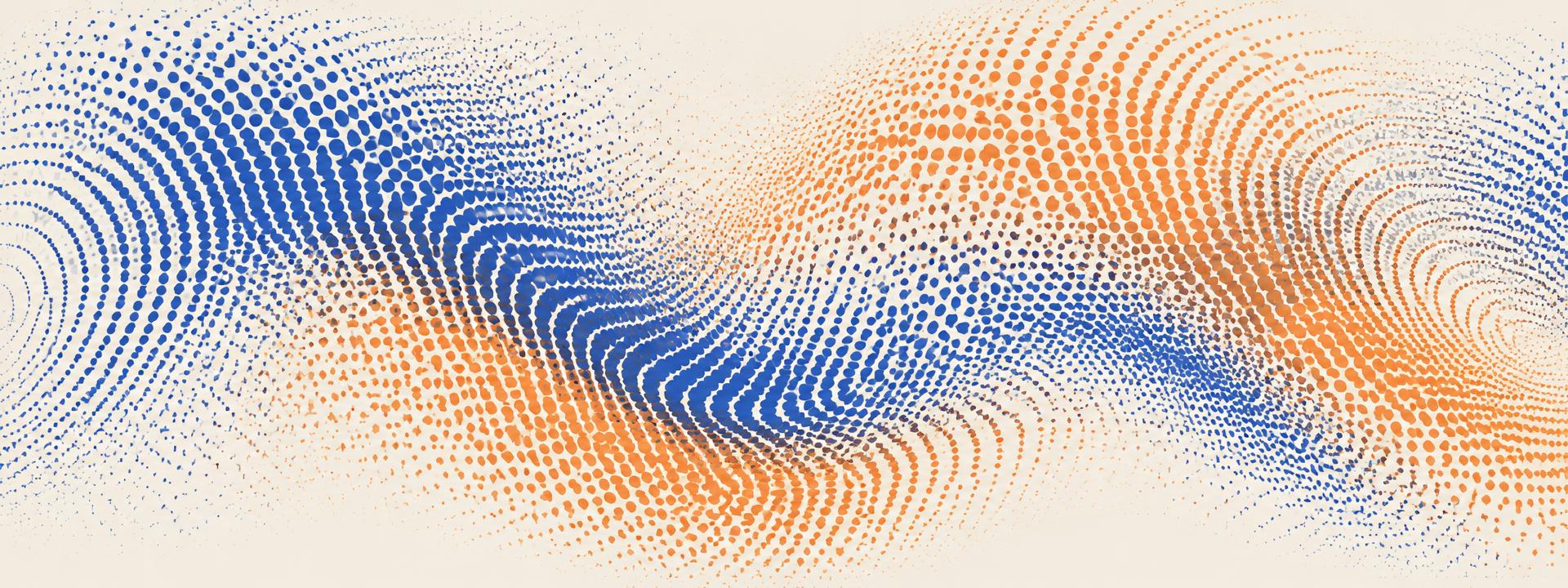 Abstract halftone ripple in blue and orange